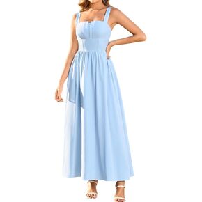 EYNMIN Floral Maxi Corset Wedding Guest Dresses for Women 2026 Summer Spring Smocked Long Flowy A Line Milkmaid Dress in Saudi Arabia