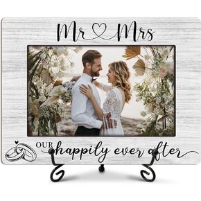 Mr and Mrs Picture Frame, Our Happily Ever After Picture Frame, Mr and Mrs Gifts, Wedding Present, Bridal Shower Gifts for Bride, Newlywed Anniversary Engagement Present for Couples, 8 x 6 Inches-368 in Saudi Arabia