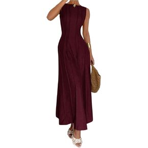 Floerns Women's Sleeveless Tank Dress Crew Neck A Line Evening Long Wedding Guest Dresses in Saudi Arabia