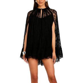 Women See Through Long Sleeve Lace Mini Dress Y2k Crew Neck Sheer Short Dresses Sexy Going Out Cover Up Tops in Saudi Arabia