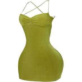 SOLY HUX Women's Summer Mini Dress Criss Cross Lace Up Backless Ruched Bodycon Cocktail Party Cami Dresses in Saudi Arabia
