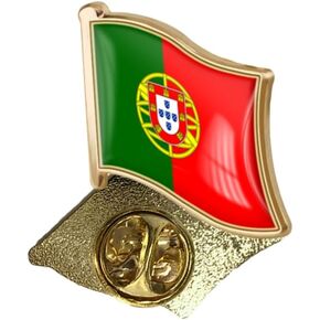 Portugal Flag Wave Shape Pin 1 Inch Back Butterfly Buckle or Cylinder Buckle Brooch Patriotic Badge in Saudi Arabia