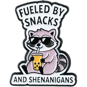 Fueled By Snacks And Shenanigans Chaotic Raccoon Snack Humor Enamel Pin, Cute Raccoon Chaos Pin Brooch, Snacky Trash Panda Brooch Badge, Snack Foodie Lapel Badges, Funny Quirky Gift For Sassy Girl Women Sarcastic Friend Snack Lover, Chaotic Animal Accesso in Saudi Arabia