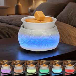 Ceramic Wax Melt Warmer for Scented Wax, 3-in-1 Plug in Electric Candle Diffuser with 7 Color LED Light, Home Decor Gifts in Saudi Arabia