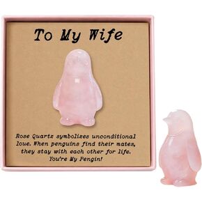 Rose Quartz Penguin Gift for Wife – to My Wife Romantic Crystal Penguin, Symbol of Forever Love & Lifetime Devotion, Anniversary Love Keepsake from Husband, Easter Basket Stuffer (to My Wife) in Saudi Arabia