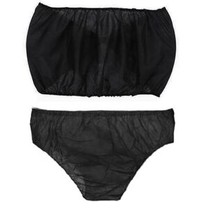 40Pcs Women's Black Disposable Non-Woven Bra & Panty Lingerie Set,Underwear for Spa Sauna Beauty Massage Parlor Travel in Saudi Arabia