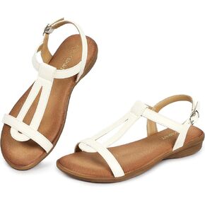 Walking Ankle T Strap Sandals For Women Dressy, Comfortable Flats Sandal with Cut Out Buckle Casual Summer Beach Vacation in Saudi Arabia