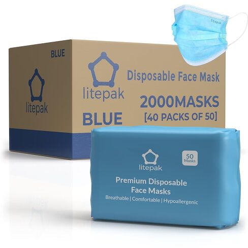 Litepak 2,000 Disposable Face Masks - Breathable Face Mask for Home, Office in Kuwait