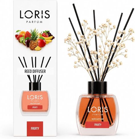 Loris Patchouli & Bergamot Reed Diffuser Set with Dried Flowers | Reed Diffusers for Home with Sticks | Bathroom Diffuser & Room Scent | Long-Lasting Home Fragrance | 120 mL / 4.06 fl oz in Saudi Arabia
