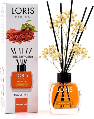 Loris Patchouli & Bergamot Reed Diffuser Set with Dried Flowers | Reed Diffusers for Home with Sticks | Bathroom Diffuser & Room Scent | Long-Lasting Home Fragrance | 120 mL / 4.06 fl oz in Kuwait