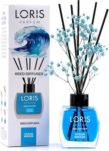 Loris Patchouli & Bergamot Reed Diffuser Set with Dried Flowers | Reed Diffusers for Home with Sticks | Bathroom Diffuser & Room Scent | Long-Lasting Home Fragrance | 120 mL / 4.06 fl oz in Kuwait