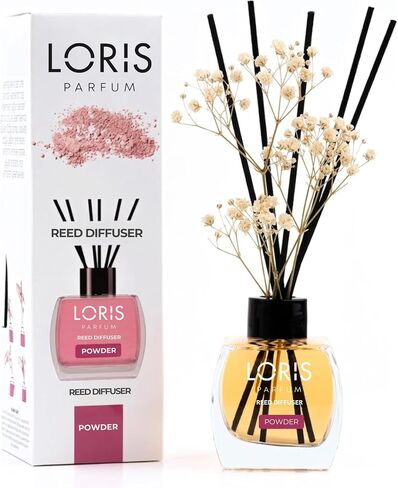 Loris Patchouli & Bergamot Reed Diffuser Set with Dried Flowers | Reed Diffusers for Home with Sticks | Bathroom Diffuser & Room Scent | Long-Lasting Home Fragrance | 120 mL / 4.06 fl oz in Kuwait