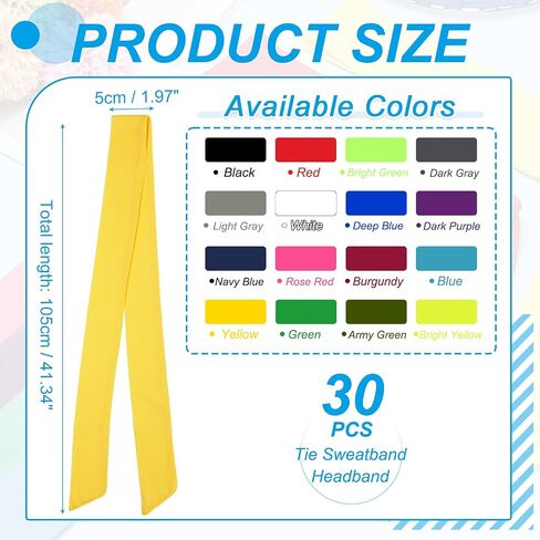 Tie Sweatband Headband, Running Athletic Hair Head Band Adjustable Head Tie Non-Slip Moisture Wicking -Fitting for (Tennis) in Saudi Arabia