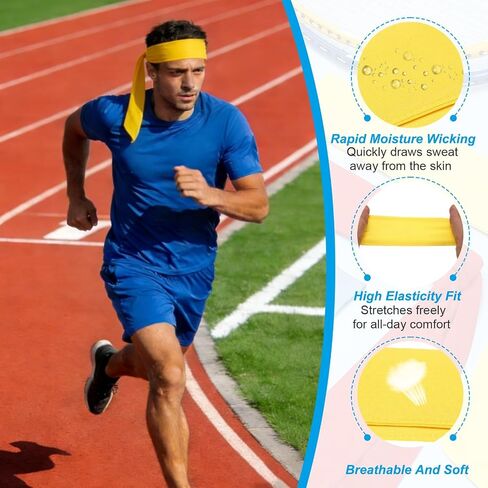 Tie Sweatband Headband, Running Athletic Hair Head Band Adjustable Head Tie Non-Slip Moisture Wicking -Fitting for (Tennis) in Saudi Arabia