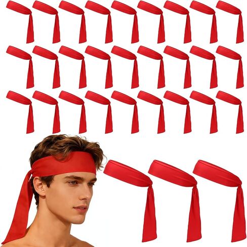 Tie Sweatband Headband, Running Athletic Hair Head Band Adjustable Head Tie Non-Slip Moisture Wicking -Fitting for (Tennis) in Kuwait
