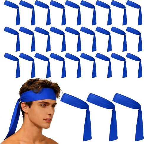 Tie Sweatband Headband, Running Athletic Hair Head Band Adjustable Head Tie Non-Slip Moisture Wicking -Fitting for (Tennis) in Saudi Arabia