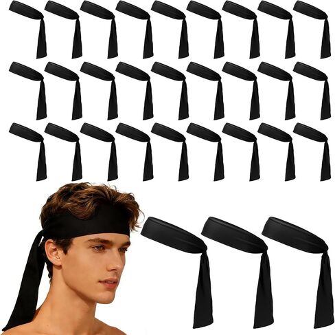Tie Sweatband Headband, Running Athletic Hair Head Band Adjustable Head Tie Non-Slip Moisture Wicking -Fitting for (Tennis) in Saudi Arabia