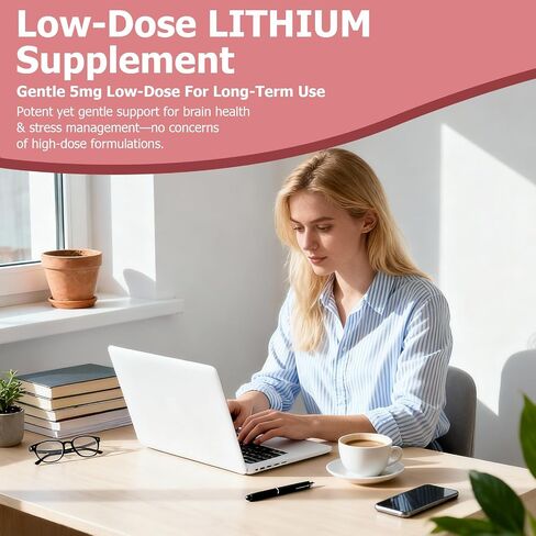 Pure Lithium Orotate Liquid Drops 5mg, Low Dose Lithium Brain Supplement for Cognitive Memory Mood Behavior, High Bioavailability Liquid Lithium-Orotate Drops for Kids Adults Vegan Non-GMO in Saudi Arabia