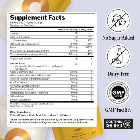 Ovii Metabolic Support for Women – Reducose® White Mulberry with Myo-Inositol & D-Chiro Inositol 40:1 Blend – Daily Wellness, Metabolic Balance & Appetite Control Supplement – 30 Servings, Tropical in Saudi Arabia