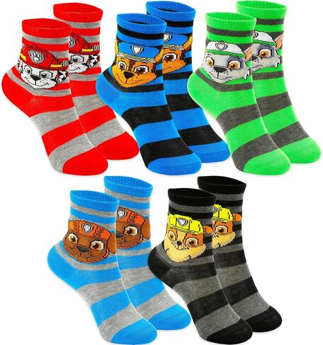 Paw Patrol Socks for Boys - Bundle with 5 Pairs of Crew Socks Size 7-10 Plus Stickers for Kids Ages 4-6 | Paw Patrol Apparel Gift Set for Kids in Kuwait