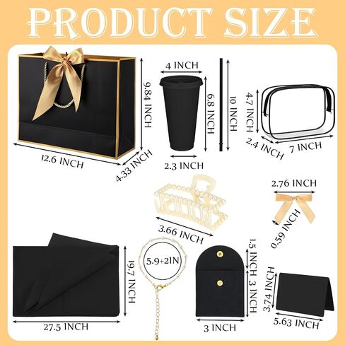 Shinylin 68 Pcs Bridesmaid Proposal Gifts Set Baby Shower Prizes for Winners Adults Bridal Shower Gift Cups Makeup Bag Card Hair Clips Pearl Bracelet Jewelry Bag for Bachelorette Party (Black) in Kuwait