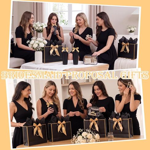 Shinylin 68 Pcs Bridesmaid Proposal Gifts Set Baby Shower Prizes for Winners Adults Bridal Shower Gift Cups Makeup Bag Card Hair Clips Pearl Bracelet Jewelry Bag for Bachelorette Party (Black) in Kuwait