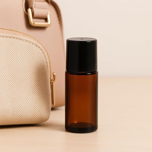 6 Packs 30ml Amber Glass Roller Bottles with Black Caps Refillable Roll-On Containers Travel Size Rollerball Bottles for Essential Oils, Perfume, Aromatherapy in Saudi Arabia