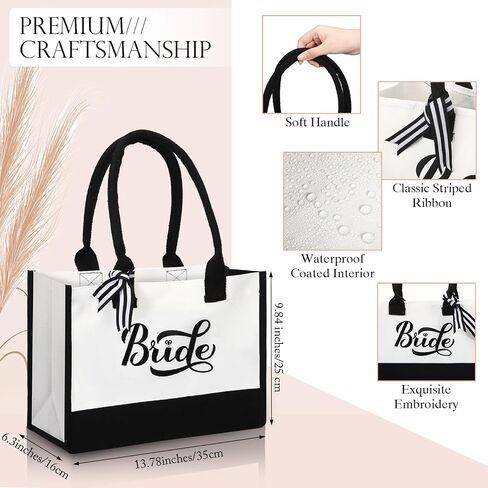 Sweetude 20 Pcs Bride Canvas Tote Bag Bulk with Makeup Bags Gifts for Bride Bridesmaid Tribe Wedding Engagement Bridal Shower in Kuwait
