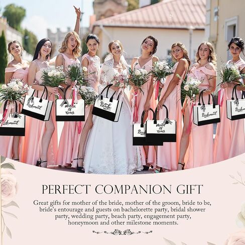 Sweetude 20 Pcs Bride Canvas Tote Bag Bulk with Makeup Bags Gifts for Bride Bridesmaid Tribe Wedding Engagement Bridal Shower in Kuwait