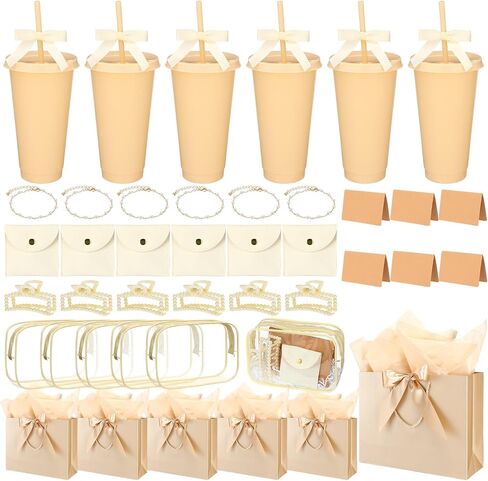 Shinylin 68 Pcs Bridesmaid Proposal Gifts Set Baby Shower Prizes for Winners Adults Bridal Shower Gift Cups Makeup Bag Card Hair Clips Pearl Bracelet Jewelry Bag for Bachelorette Party (Black) in Kuwait