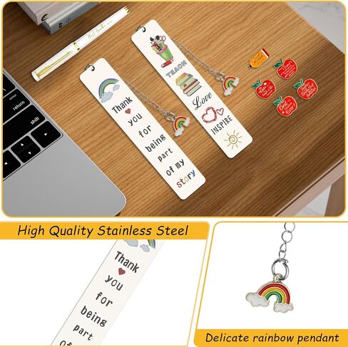 26 PCS Teacher Appreciation Gifts in Bulk 4 Thank You Gift Set with Makeup Bags Keychains Bookmarks Cards Pins Stickers and Best Teacher Ever Pens Perfect Gifts for Teachers Day Graduation Birthday in Saudi Arabia