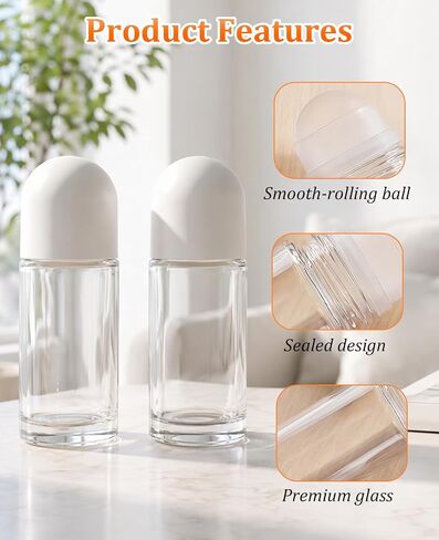 4 PCS 50ml Empty Roll on Bottles with Funnel & Labels, Large Glass Rollerball Applicator for Essential Oils in Saudi Arabia