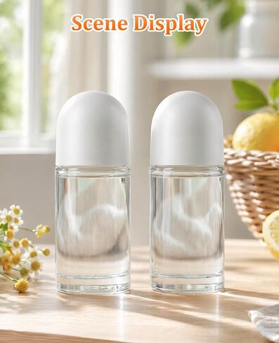4 PCS 50ml Empty Roll on Bottles with Funnel & Labels, Large Glass Rollerball Applicator for Essential Oils in Saudi Arabia