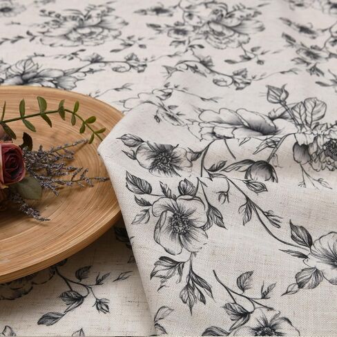XWZO Floral Curtains for Living Room Linen Farmhouse Curtains 84 Inch Length Black Floral Patterned Curtain Peony Flower Printed Back Tab Curtain Bedroom Window Drapes 2 Panels in Saudi Arabia