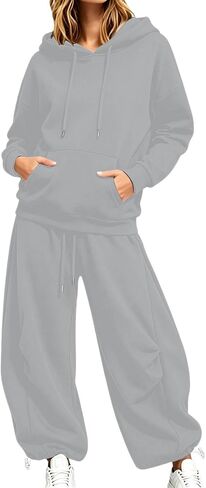 Sweat Suits For Womens 2 Piece Y2k Hoodie Matching Wide Leg Baggy Sweatpants Lounge Track Suit Lightweight Casual Jogger Set in Kuwait