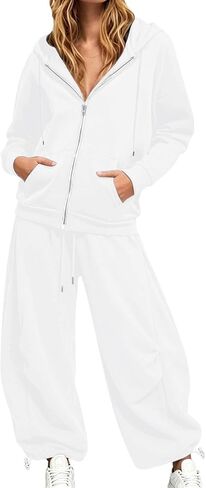 Sweat Suits For Womens 2 Piece Y2k Hoodie Matching Wide Leg Baggy Sweatpants Lounge Track Suit Lightweight Casual Jogger Set in Kuwait