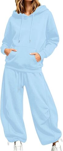 Sweat Suits For Womens 2 Piece Y2k Hoodie Matching Wide Leg Baggy Sweatpants Lounge Track Suit Lightweight Casual Jogger Set in Kuwait