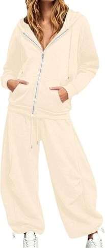 Sweat Suits For Womens 2 Piece Y2k Hoodie Matching Wide Leg Baggy Sweatpants Lounge Track Suit Lightweight Casual Jogger Set in Kuwait