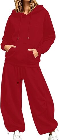 Sweat Suits For Womens 2 Piece Y2k Hoodie Matching Wide Leg Baggy Sweatpants Lounge Track Suit Lightweight Casual Jogger Set in Kuwait