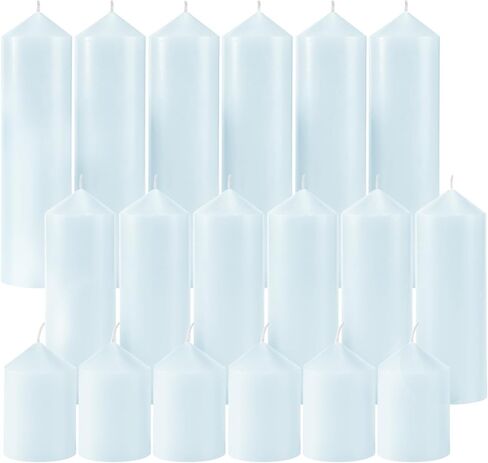 18 Pcs Green Pillar Candles Bulk Set，Hurricane Candles，3 Different Lengths (6 Each)，Dripless Unscented Smokeless，Gives You a Better Atmosphere When Organizing Wedding or Event Party. in Saudi Arabia