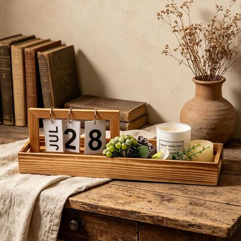 Wooden Candle Tray Long Holder Decor Rectangle Tabletop Candlestick Holder | Famhouse Retro Decoratives Long Narrow Wood Trays for Coffee Table, Bathroom, Kitchen in Saudi Arabia