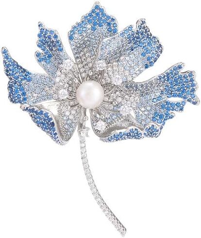 14K Gold Elegant Freshwater Pearl Flower Brooch, Moissanite Ginkgo Leaf Design, Luxurious Pin for Suits and Coat Accessories in Saudi Arabia