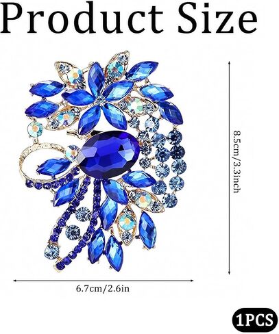 Big Flower Brooch Pin for Women,Fashion Large Flowers Statement Brooches Pins,Gold Tone Rhinestone Scarf Clip & Jacket Accessory Decoration,Elegant Wedding Flower Leaf Bouquet Brooch in Kuwait