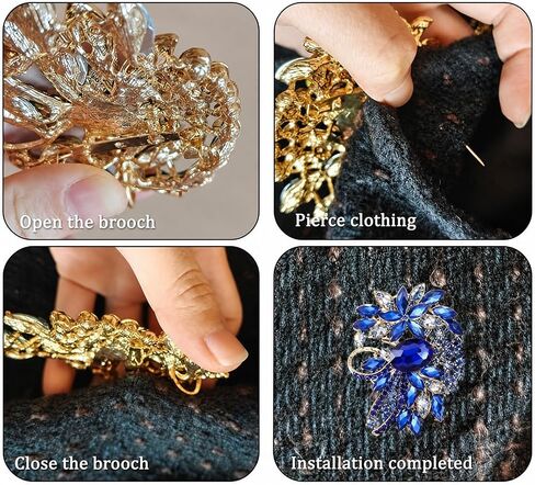 Big Flower Brooch Pin for Women,Fashion Large Flowers Statement Brooches Pins,Gold Tone Rhinestone Scarf Clip & Jacket Accessory Decoration,Elegant Wedding Flower Leaf Bouquet Brooch in Kuwait