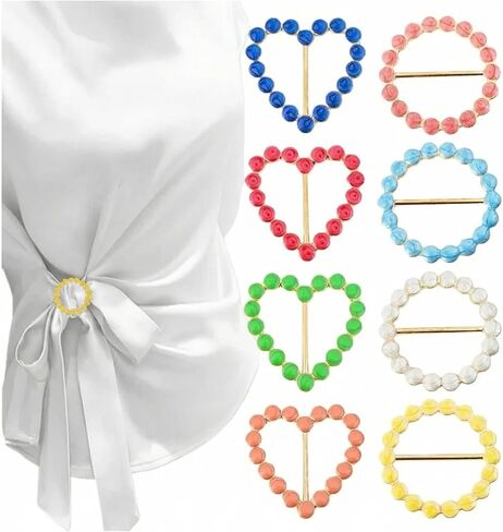 8 Pieces Scarf Ring Clips Waist Buckle Clip T-Shirt Tie Pin for Women Bling Rhinestone Shirt Ties Pin for Women Fashion Metal Circle Buckle for Cloth in Saudi Arabia