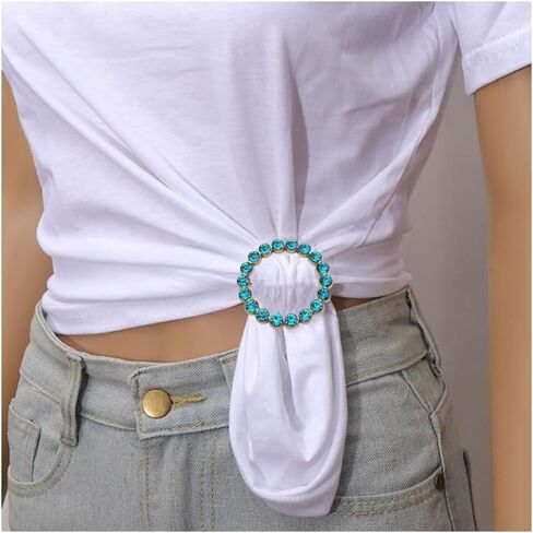 8 Pieces Scarf Ring Clips Waist Buckle Clip T-Shirt Tie Pin for Women Bling Rhinestone Shirt Ties Pin for Women Fashion Metal Circle Buckle for Cloth in Saudi Arabia