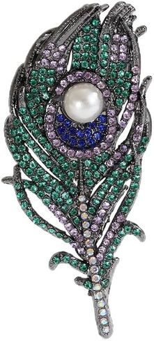 Peacock Feather Brooch for Men Women, Crystal Rhinestone Lapel Pin Enamel Vintage Bird Jewelry for Suit Jacket Coat Birthday in Kuwait