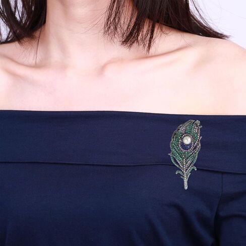 Peacock Feather Brooch for Men Women, Crystal Rhinestone Lapel Pin Enamel Vintage Bird Jewelry for Suit Jacket Coat Birthday in Kuwait
