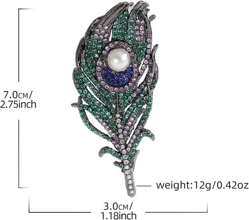 Peacock Feather Brooch for Men Women, Crystal Rhinestone Lapel Pin Enamel Vintage Bird Jewelry for Suit Jacket Coat Birthday in Kuwait