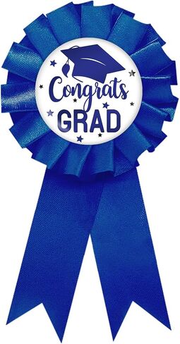 Blue Congrats Grad Tinplate Badge Pin, Graduation Brooch Pin, Class of 2026 Button Pin for Women Men, Blue Rosette High School College Grad Party Favors in Kuwait
